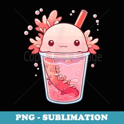 axolotl bubble tea boba milk tea kawaii anime lover - png sublimation digital download