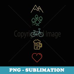 bike mountains forest and beer mtb mountain bike - retro png sublimation digital download
