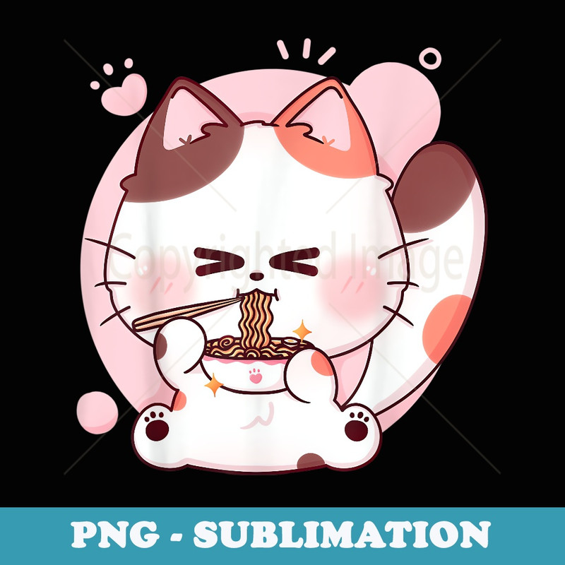 Cat Ramen Noodles Anime Kawaii Japanese Neko Girl n - Instant PNG Sublimation Download