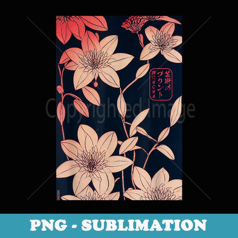 Ukiyo-e Inspired Flower Ikebana Japanese Floral Aesthetics - Instant Sublimation Digital Download