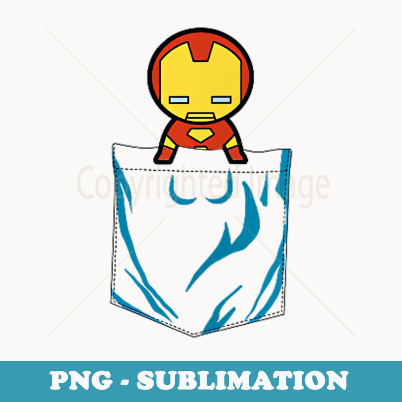 Marvel Kawaii Iron Man In A Pocket Left Chest Portrait - Signature Sublimation PNG File