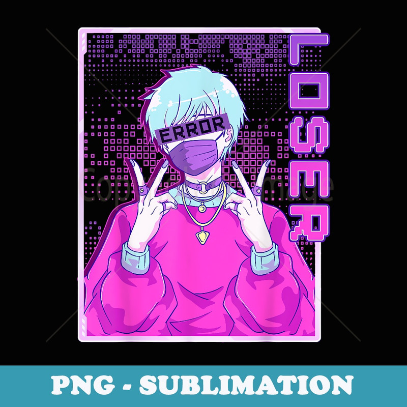Bad Anime Boy Error Loser Vaporwave Punk Streetwear - Vintage Sublimation PNG Download