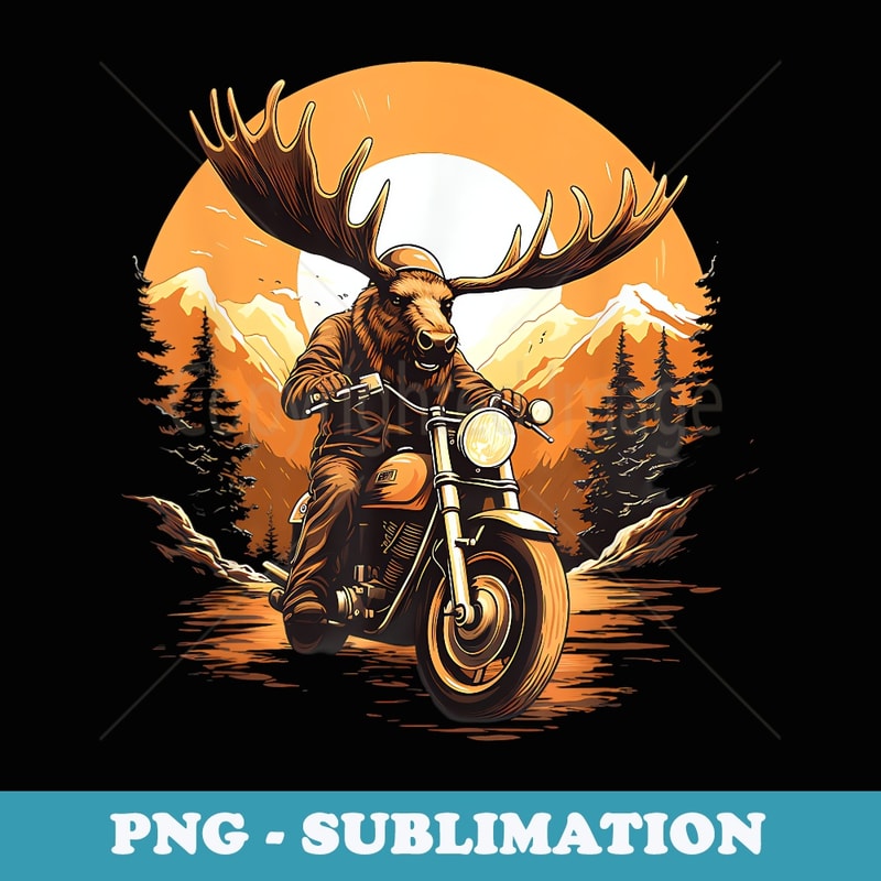 Biker Moose Riding Motorcycle - Exclusive Sublimation Digital File