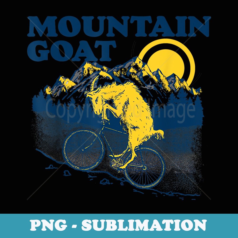Mountain Goat Funny Mountain Biking Goat Biker Vintage 80s - PNG Transparent Sublimation Design