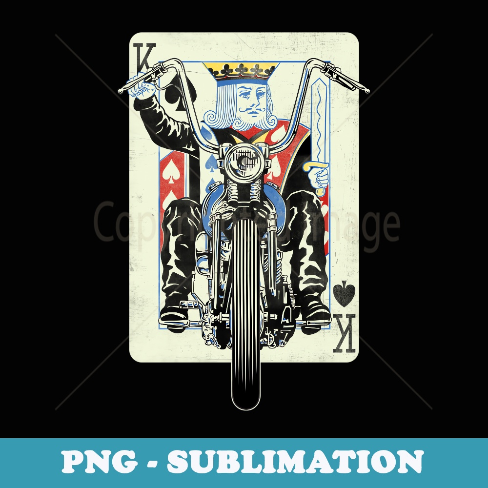 Vintage King Card Motorcycle Poker Black Jack Gambling Biker - Instant PNG Sublimation Download
