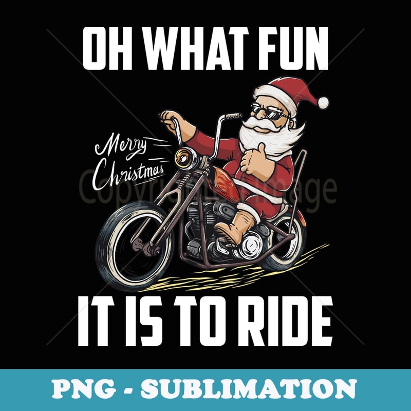 Santa Claus Riding Motorcycle Bike Cool Biker Christmas - PNG Transparent Sublimation File