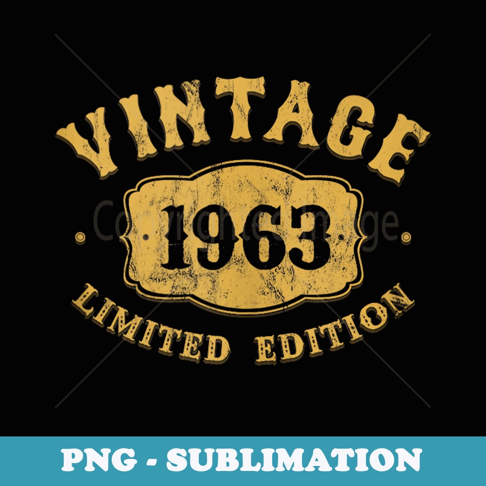 Vintage Made In 1963 Classic 61st Birthday Party - Premium PNG Sublimation File