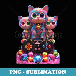 cat video game, cute cats, gaming kittens, video gamer kitty - exclusive sublimation digital file