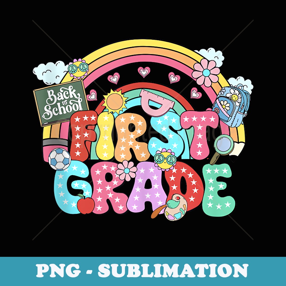 Back To School 1st Grade Colorful Pencil Rainbow Boys Girls - Trendy Sublimation Digital Download