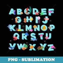 back to school funny alphabet abcs aquatic animals - aesthetic sublimation digital file