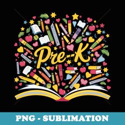 book pre k back to school teacher - vintage sublimation png download