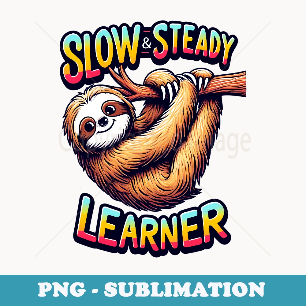 Sloth Slow & Steady Learner Back To School Cute Animal Kind - Stylish Sublimation Digital Download