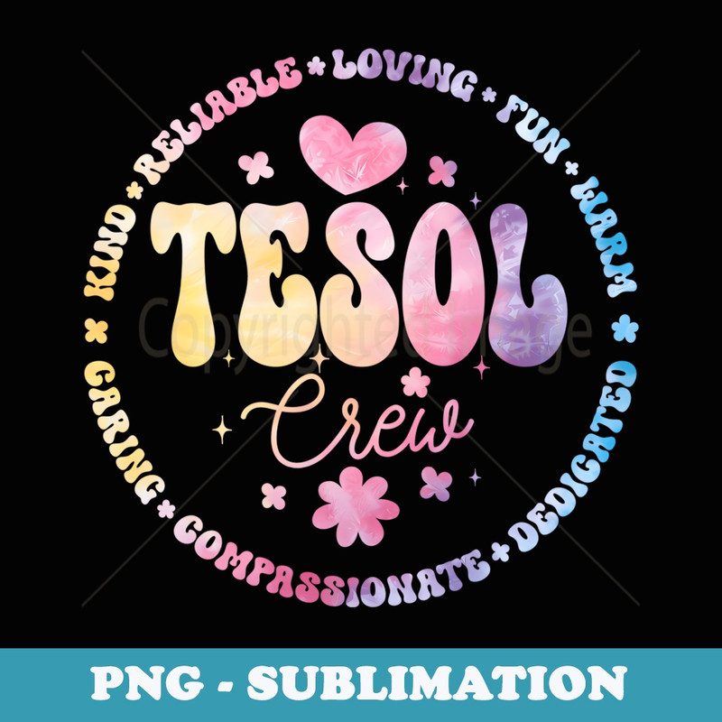 Groovy TESOL Crew Teachers and Students Back To School - Vintage Sublimation PNG Download