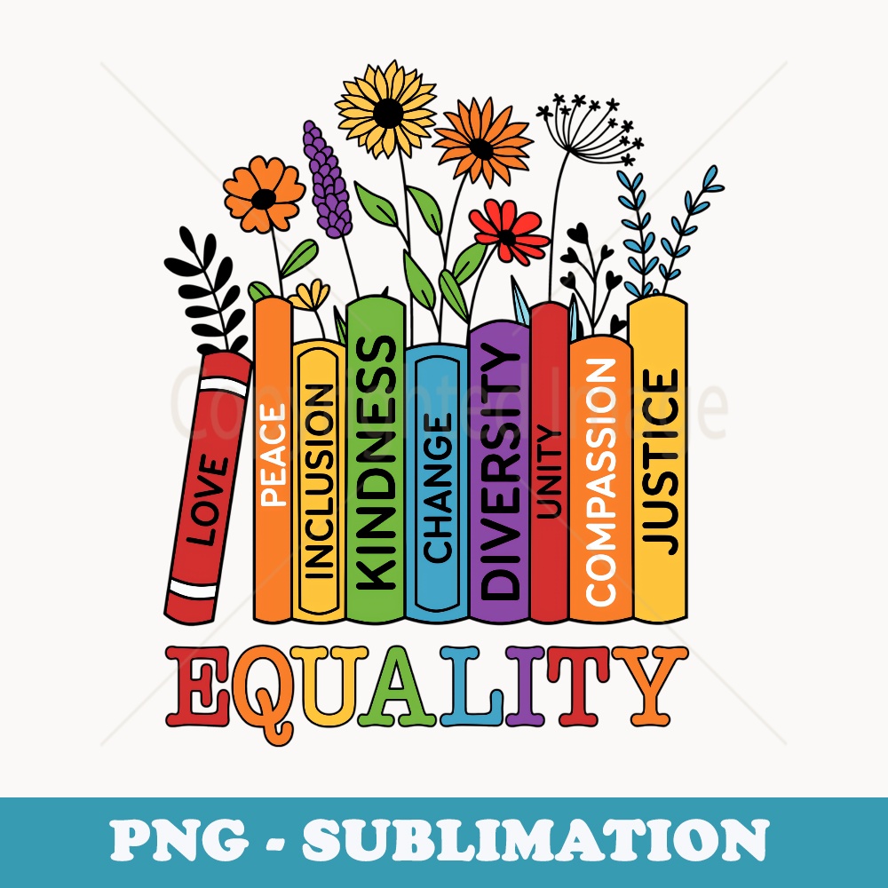 Equality Wildflower Floral Books Bookworm Pride LGBTQ+ - Instant Sublimation Digital Download
