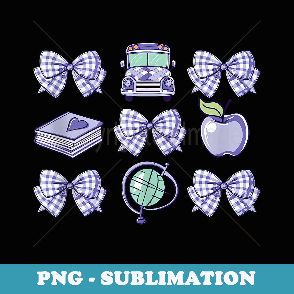 Back to School Coquette Bow Purple First Day of School Bows - High-Resolution PNG Sublimation File