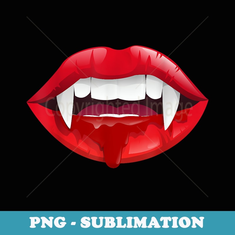 Scary Vampire Fangs Lips th Blood Dracula Halloween - Digital Sublimation Download File
