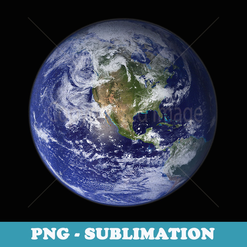 Earth Planet Earth North America Flat Globe Space Clouds - Signature Sublimation PNG File