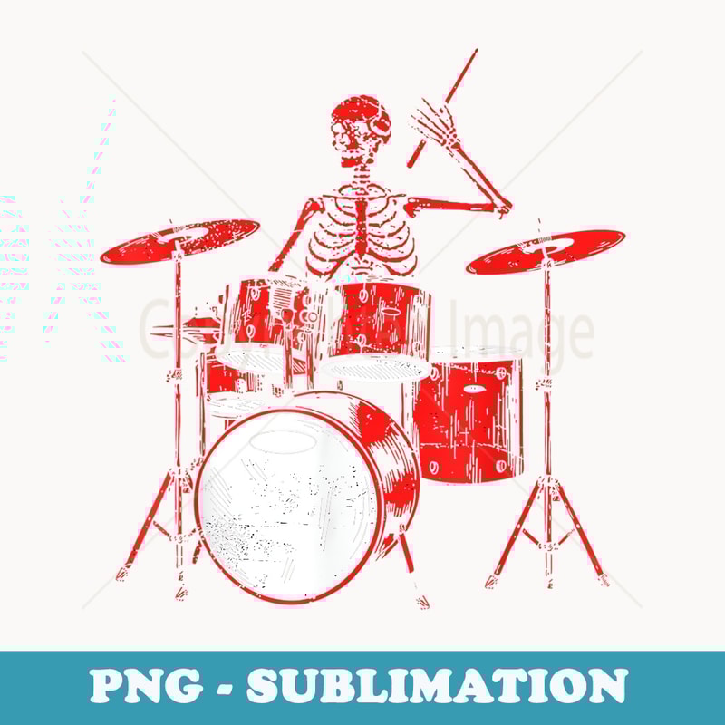 Skeleton Drummer Rock and Roll Drum Percussionists Musician - Signature Sublimation PNG File
