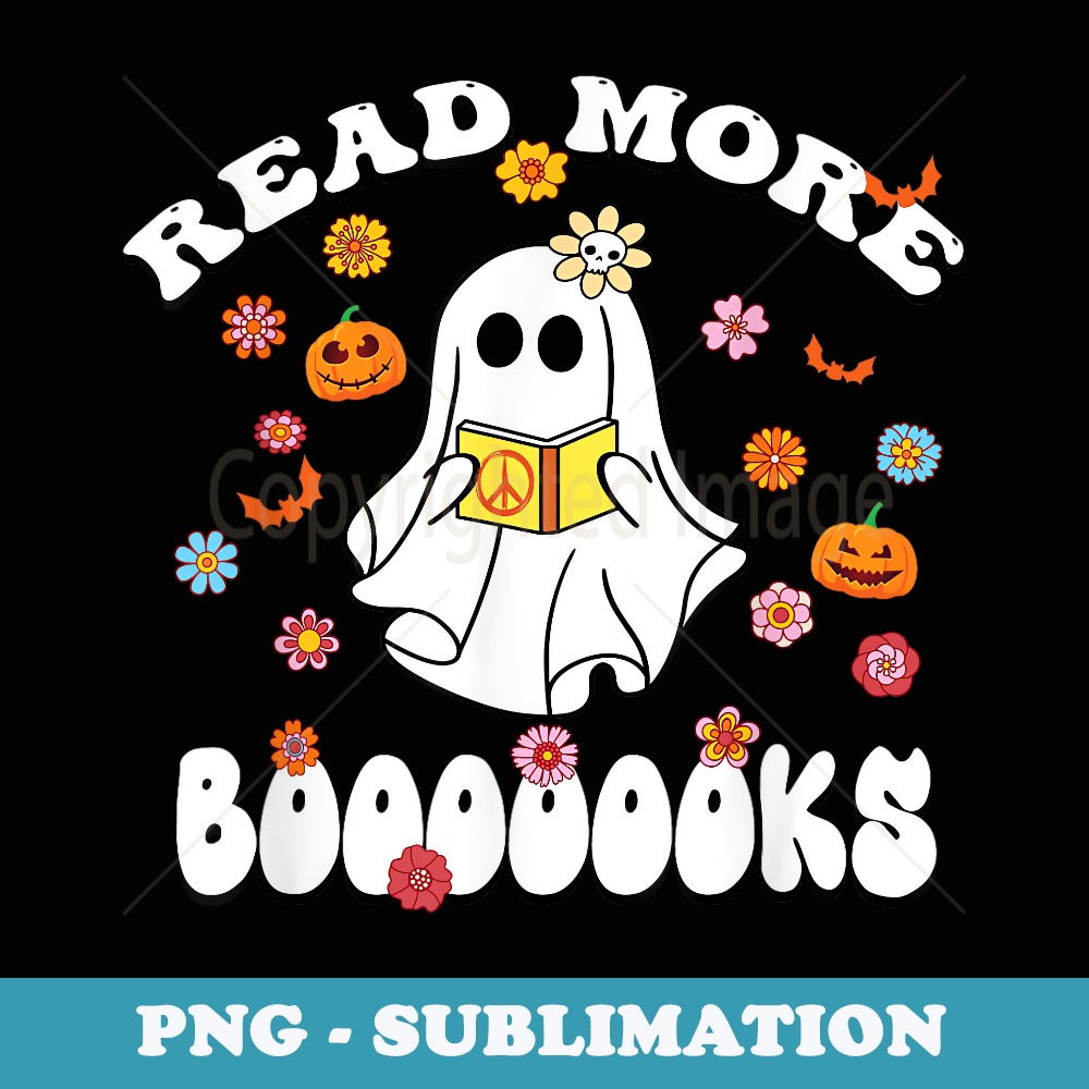 Groovy Halloween Funny Reading Books Spooky Boo read a book - Professional Sublimation Digital Download