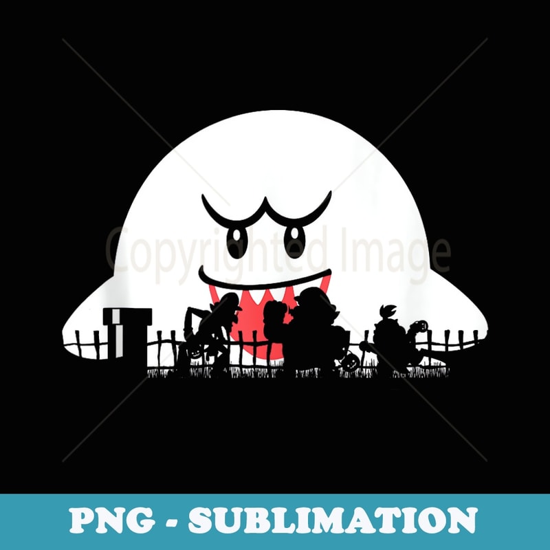 Super Mario Boo Trick Or Treat Halloween Silhouette - PNG Transparent Sublimation Design