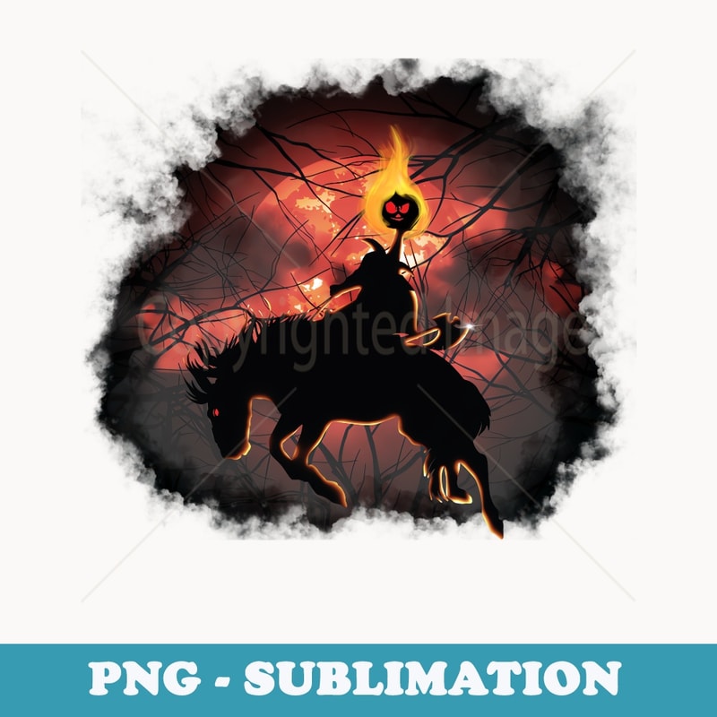Vintage Headless Horseman Classic Red Moon Sleepy Hollow - Vintage Sublimation PNG Download