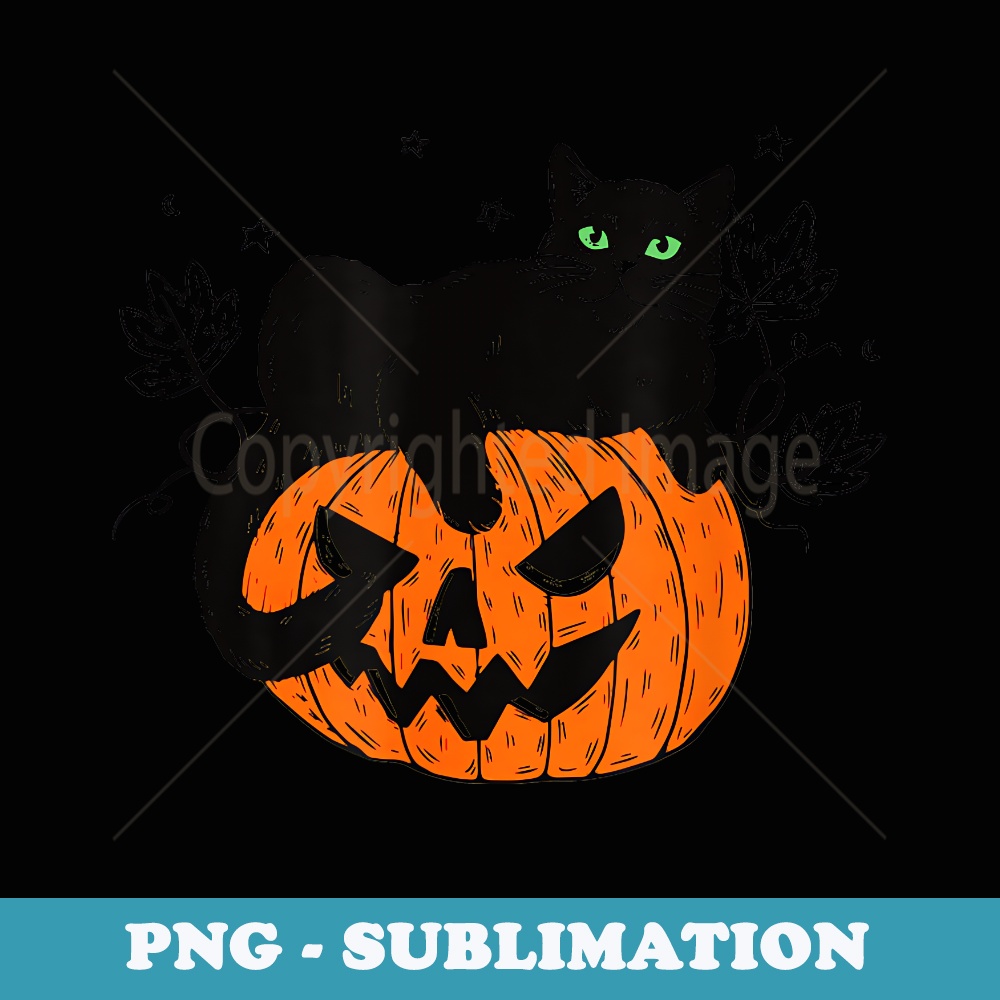 Halloween Cat Lover Black Cat On Pumpkin - Professional Sublimation Digital Download