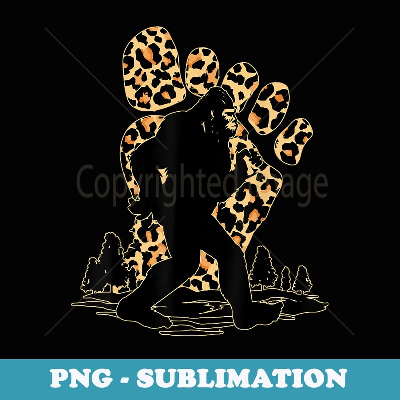 Bigfoot Silhouette Leopard Print Footprint Bigfoot - Instant Sublimation Digital Download