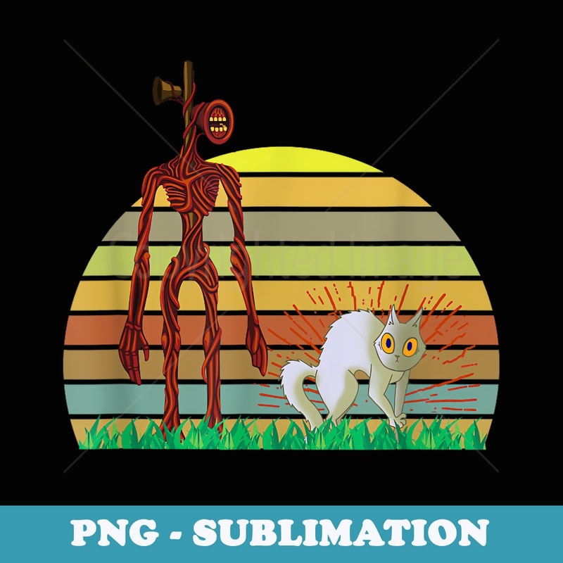 Supernatural UFO Cryptkins Cat Lovers and Siren Head - Vintage Sublimation PNG Download