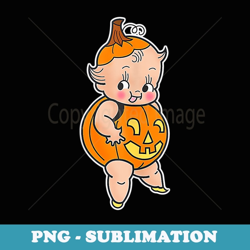 Kewpie Baby Pumpkin Halloween Traditional Tattoo Flash - Trendy Sublimation Digital Download