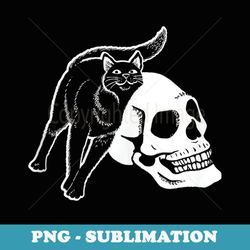 black cat and human skeleton skull punk goth and halloween - sublimation digital download