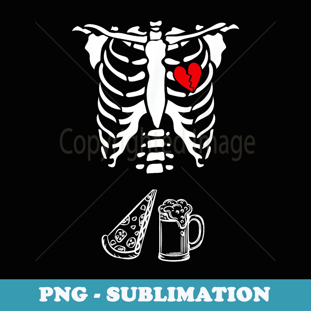 Dad Skeleton Halloween Beer Pizza Funny Pregnancy Couple - Digital Sublimation Download File