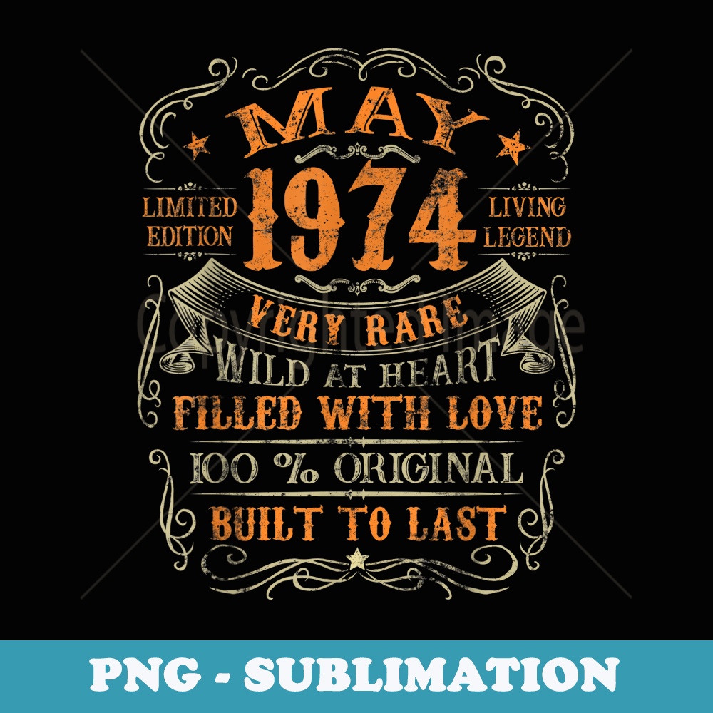May Vintage 1974 Limited Edition Born In May 1974 Birthday - Creative Sublimation PNG Download