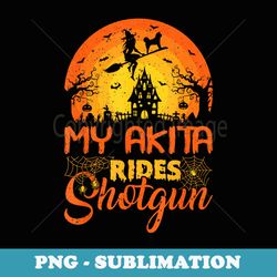 vintage sunset my akita dog ride shotgun halloween - creative sublimation png download