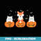 Funny Cats And A Fox On Halloween Pumpkins - PNG Transparent Sublimation File