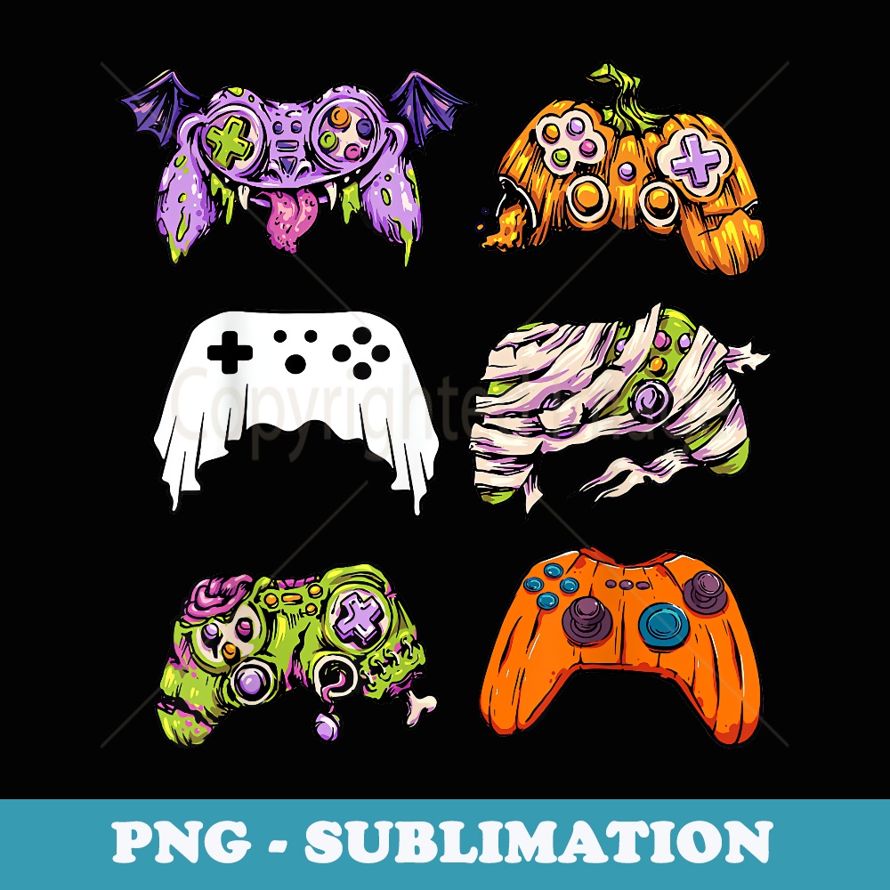 Skeleton Zombie Gaming Controllers Mummy Halloween Game - Signature Sublimation PNG File