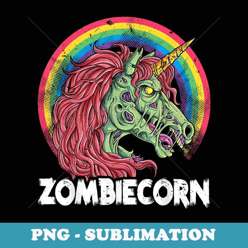 Zombiecorn Zombie Unicorn Halloween Girls Rainbow - Unique Sublimation PNG Download