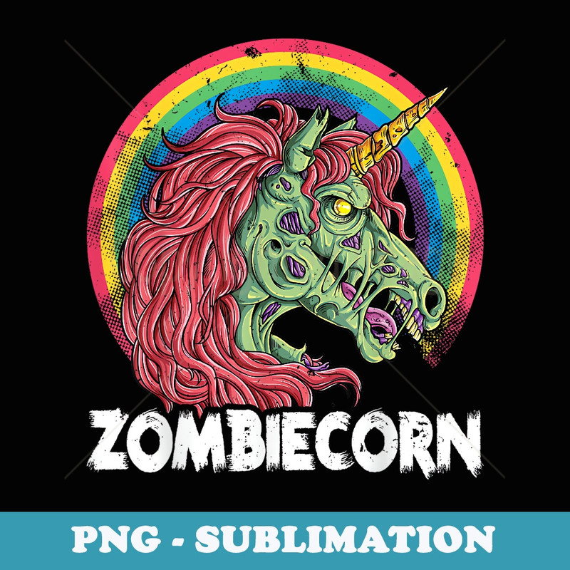 Zombiecorn Zombie Unicorn Halloween Girls Rainbow - Unique Sublimation PNG Download