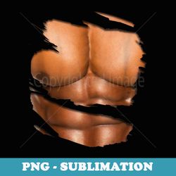 fake muscle under clothes six pack ripped abs black male - digital sublimation download file