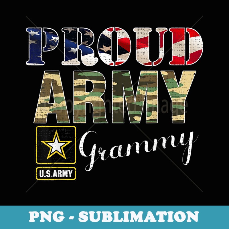 Proud Army Grammy With American Flag For Veteran Day - Premium Sublimation Digital Download
