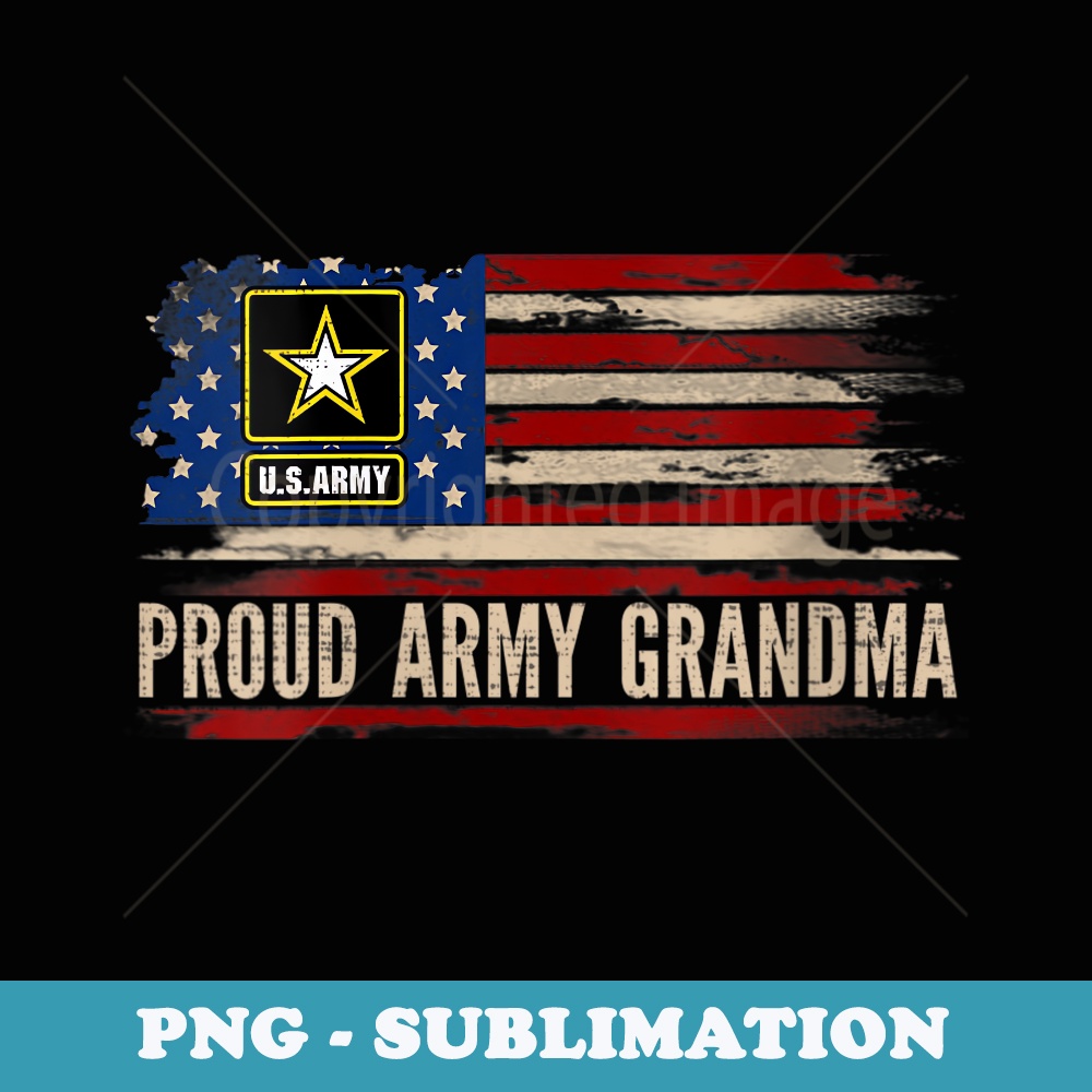 s Vintage Proud Army Grandma American Flag Veteran - Modern Sublimation PNG File
