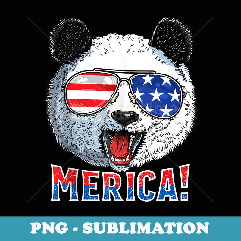 Panda 4th of July Merica American Flag Sunglasses - PNG Transparent Sublimation Design