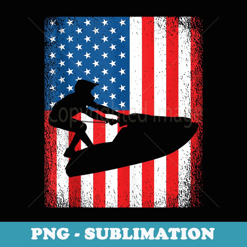 Jet Ski Patriotic Day American Flag 4th of July - Creative Sublimation PNG Download