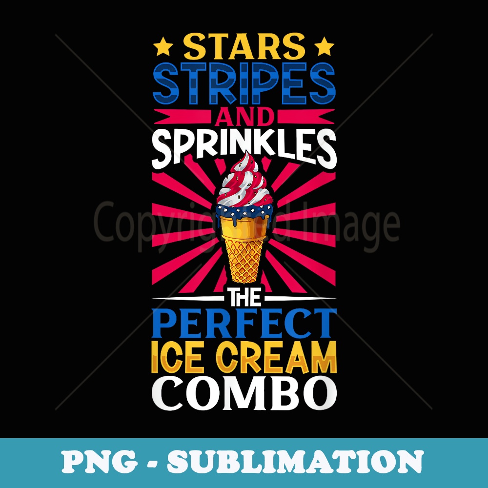 Stars Stripes and Sprinkles - Patriotic Ice Cream - High-Resolution PNG Sublimation File