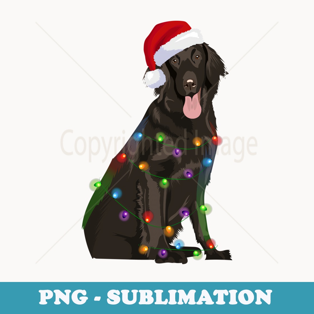 Flat-coated Retriever Christmas Lights Xmas Dog Lover - Vintage Sublimation PNG Download