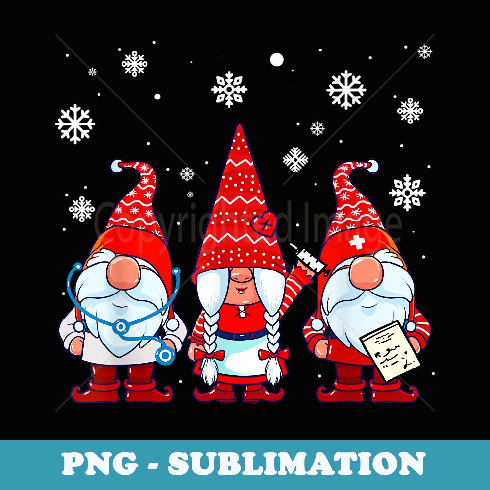 Nurse Christmas Gnomes Cute Xmas Scrub For Nurses - Signature Sublimation PNG File