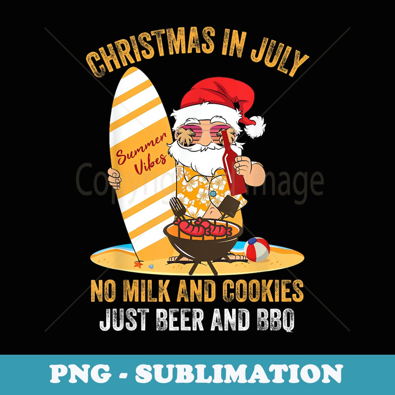 Surfer Santa Beer And BBQ xmas summer Christmas In July - Exclusive Sublimation Digital File