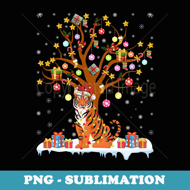 Tigers Lighting Xmas Tree Tiger Christmas Tree - Creative Sublimation PNG Download