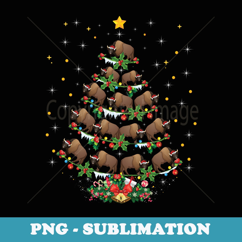 Funny Santa Bison Xmas Bison Christmas Tree - Unique Sublimation PNG Download