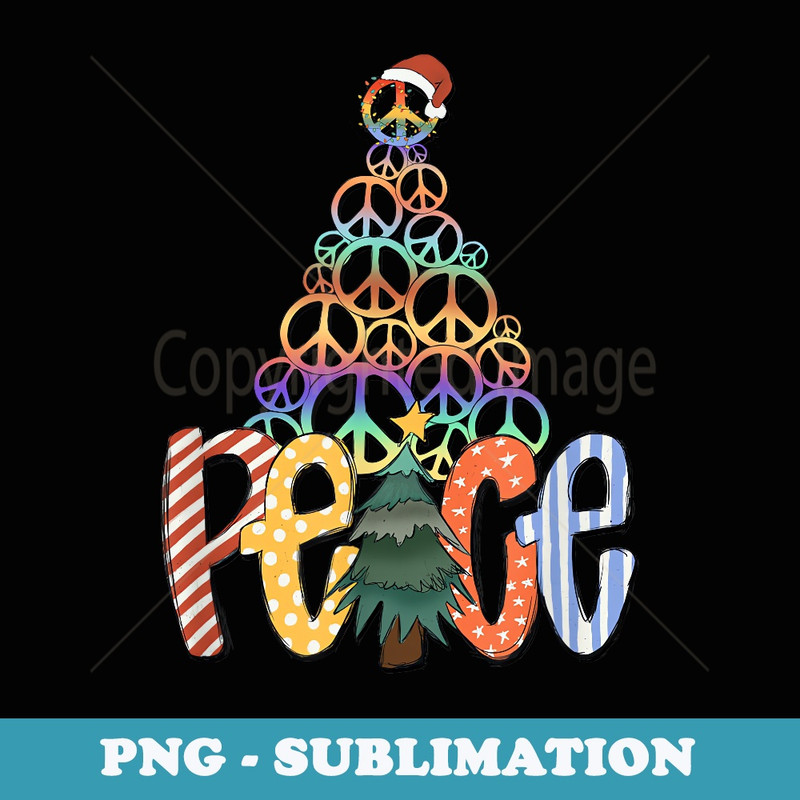 Retro Peace Sign Christmas Tree Ornaments For Hippie Family - PNG Sublimation Digital Download