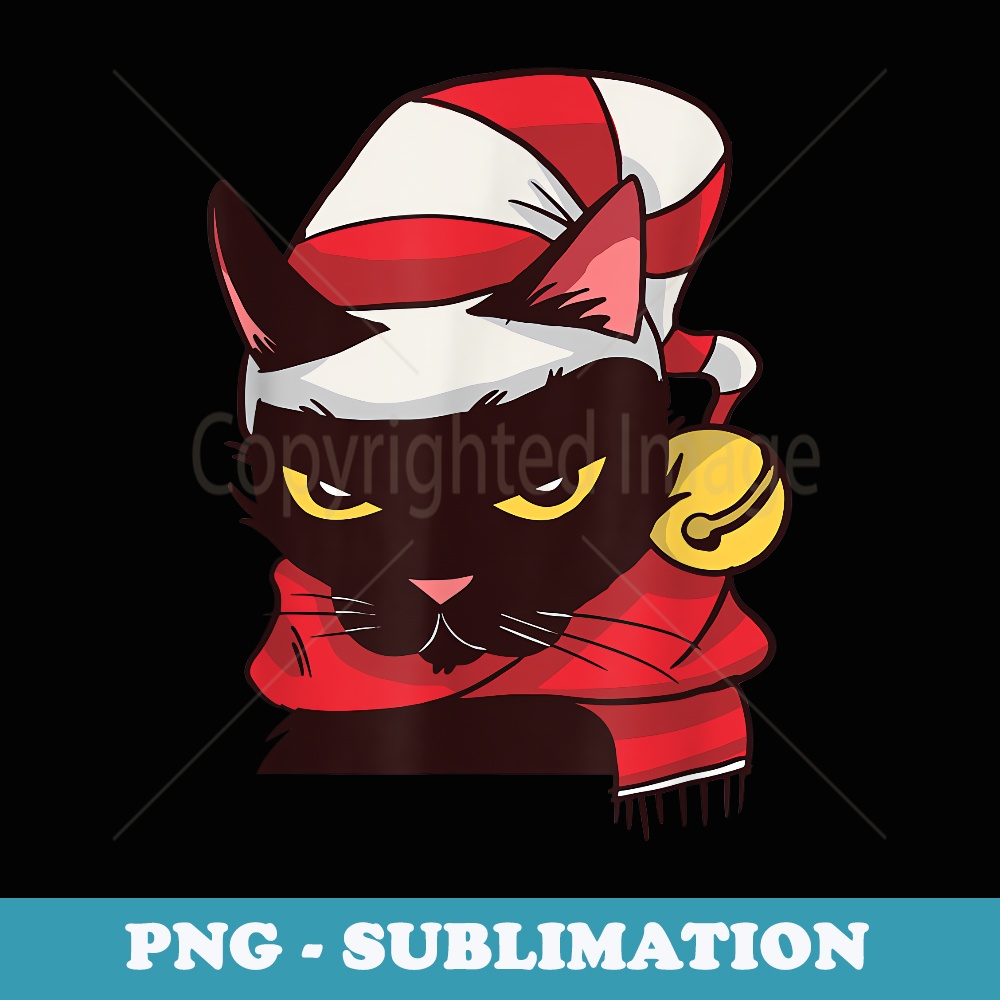 Christmas Funny Black Cat Xmas Style Ugly Christmas er - Sublimation Digital Download
